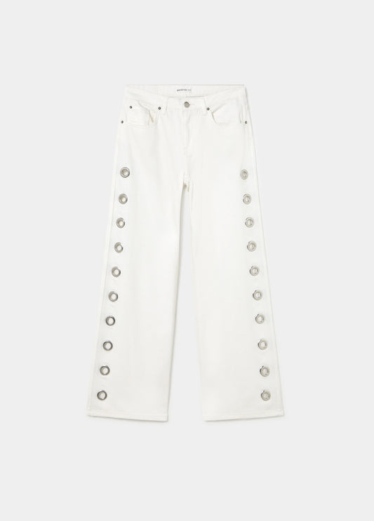 Pantalón recto eyelets