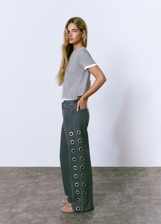 Jeans rectos eyelets
