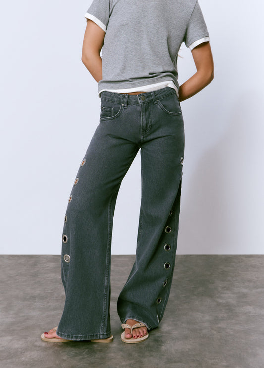 Jeans rectos eyelets