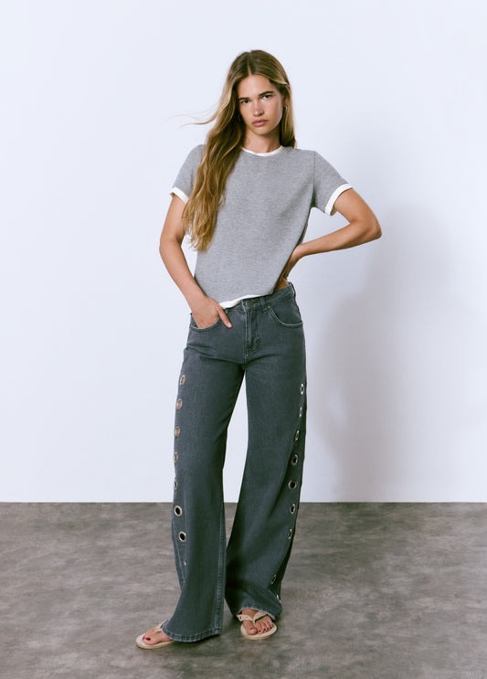 Jeans rectos eyelets