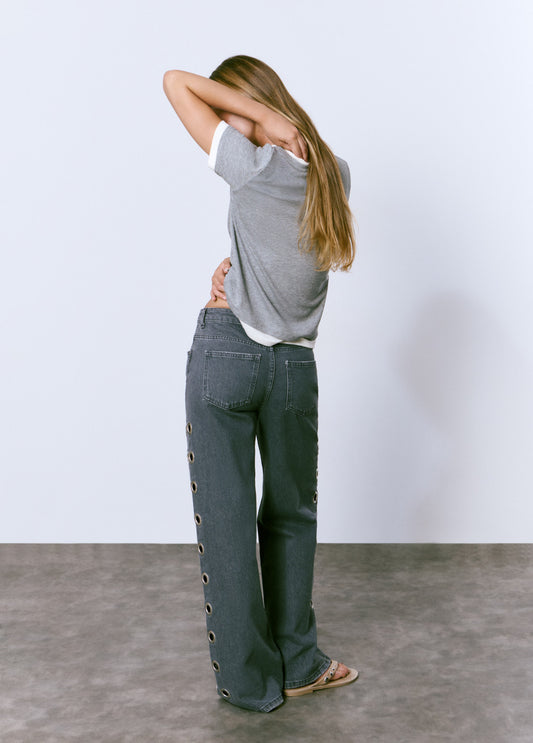 Jeans rectos eyelets