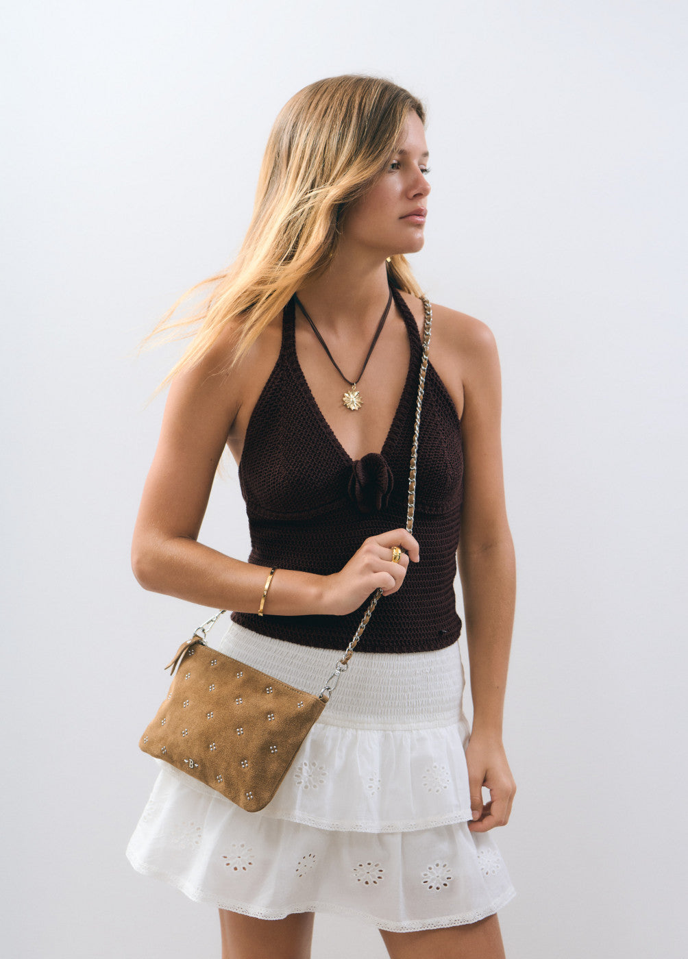 Bolso piel bandolera tachitas