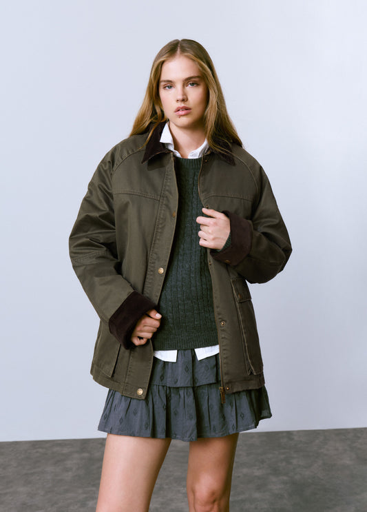 Chaqueta encerada con chaleco borrego