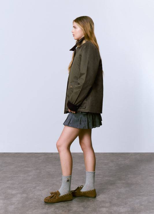 Chaqueta encerada con chaleco borrego