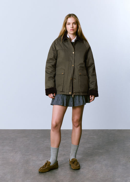 Chaqueta encerada con chaleco borrego
