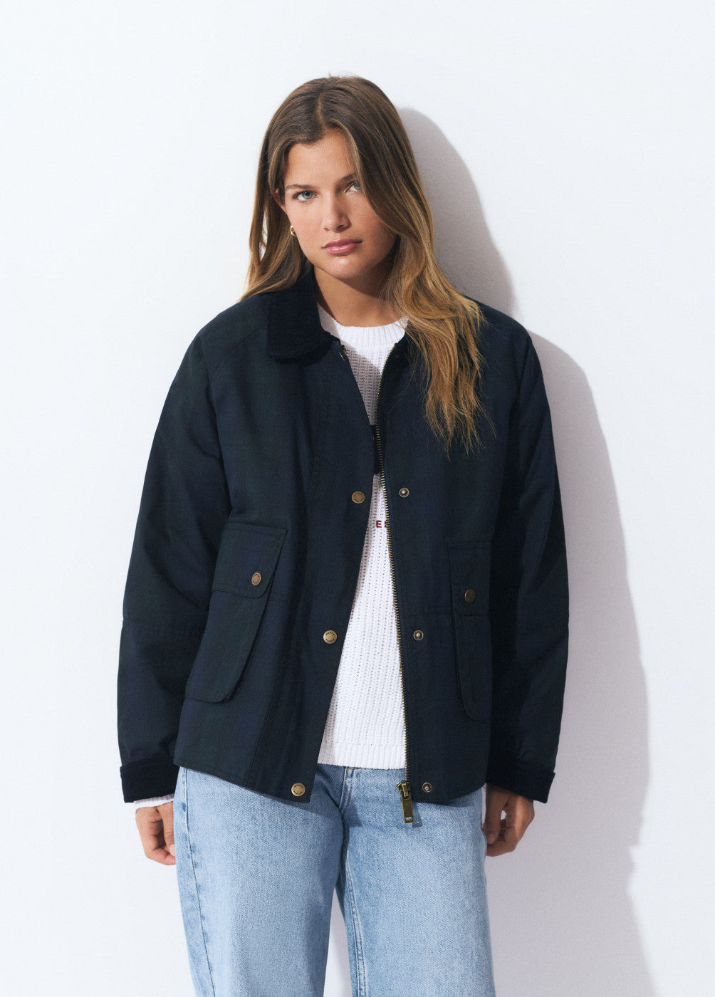 Chaqueta corta encerada cuadros