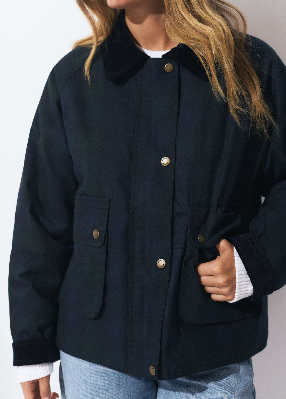Chaqueta corta encerada cuadros