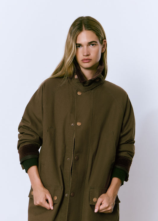 Parka larga de algodón