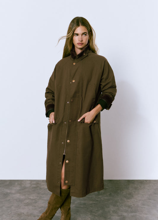 Parka larga de algodón