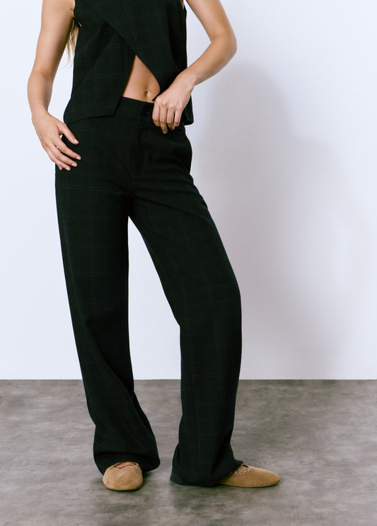 Pantalón recto cuadros