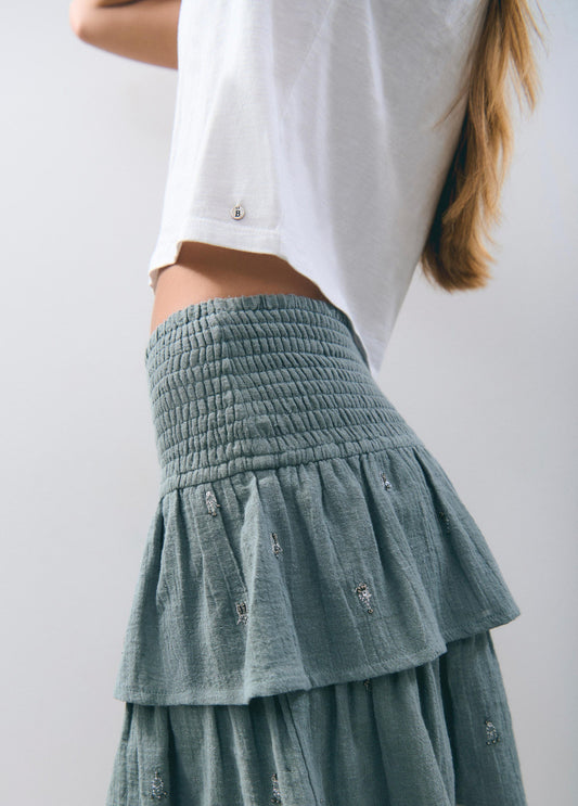 Falda smock bordada