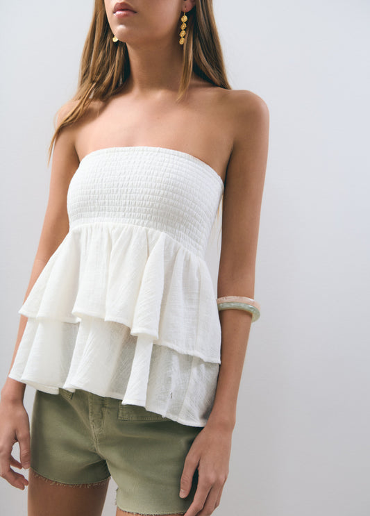 Top bandeau smock volantes
