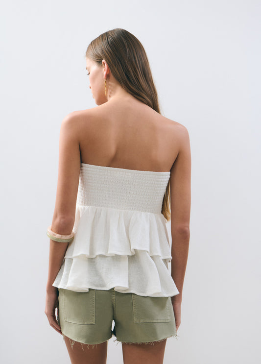 Top bandeau smock volantes