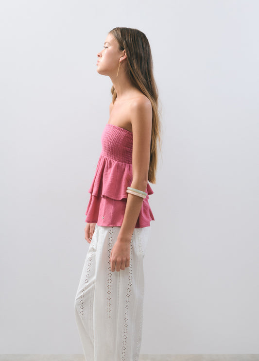 Top bandeau smock volantes