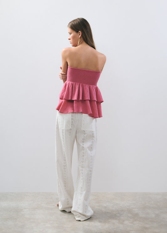 Top bandeau smock volantes