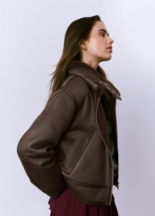 Cazadora biker efecto piel