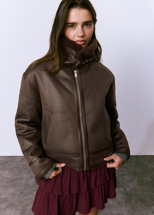 Cazadora biker efecto piel