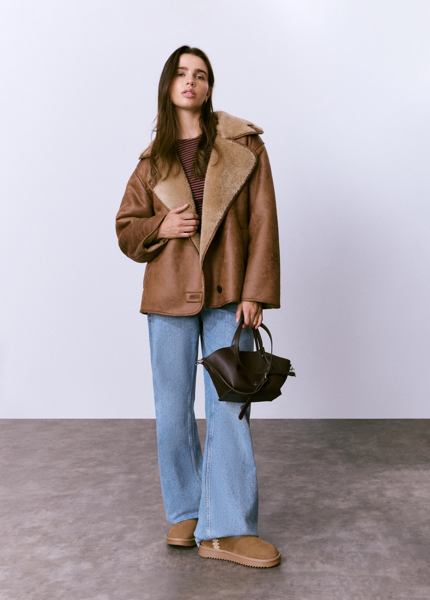 Abrigo doble faz efecto piel