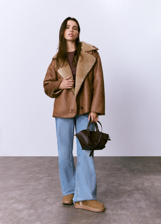 Abrigo doble faz efecto piel