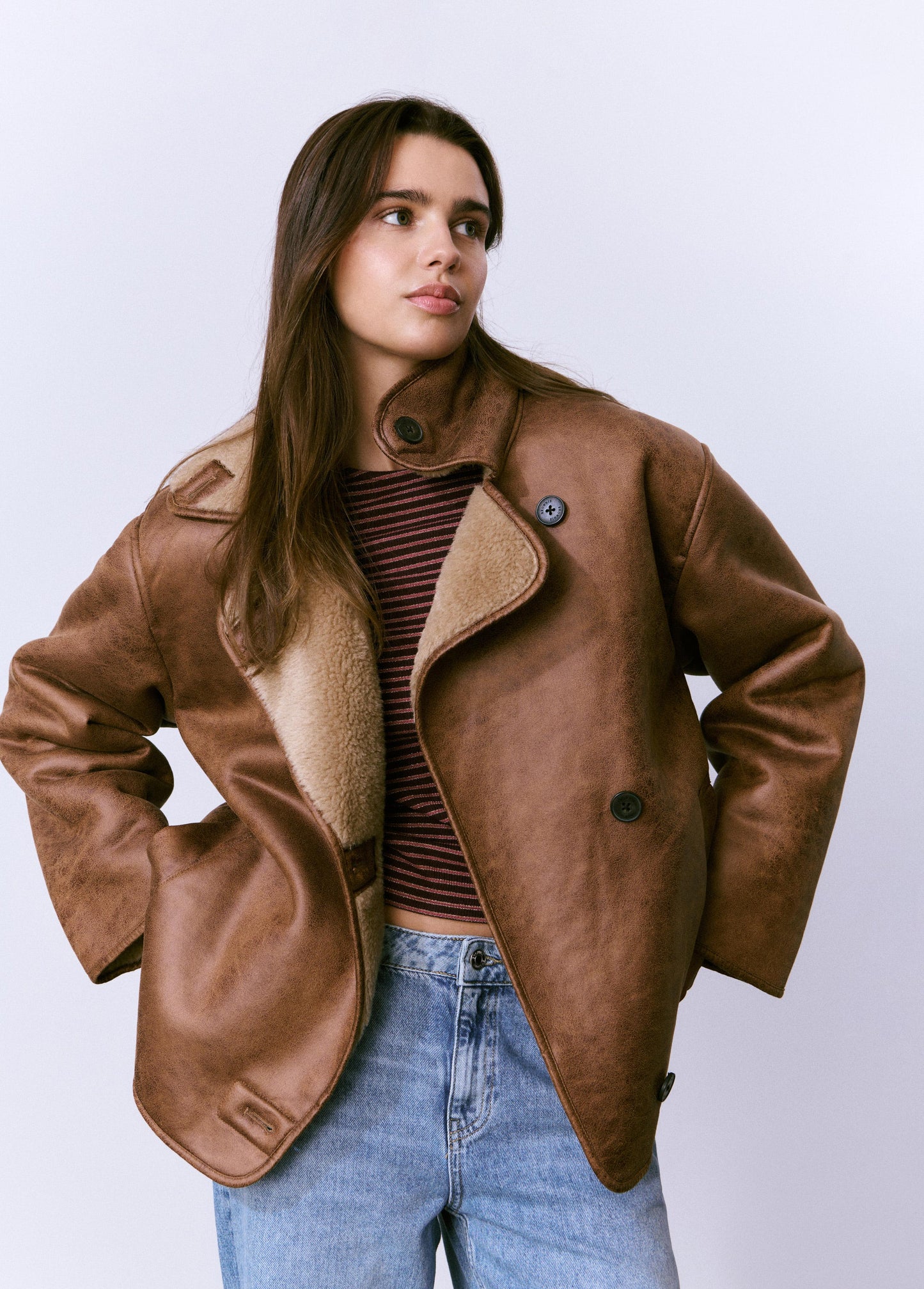 Abrigo doble faz efecto piel