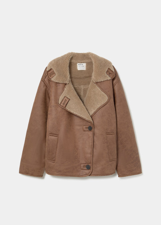 Abrigo doble faz efecto piel