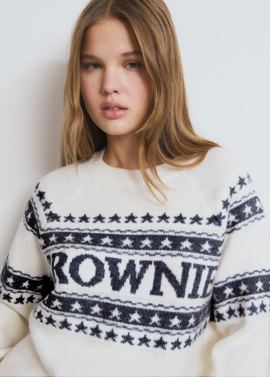 Jersey brownie jacquard