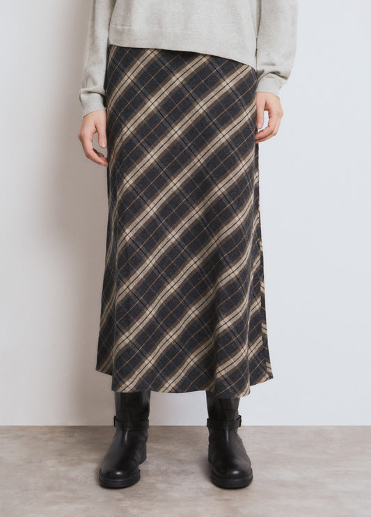 Falda larga cuadros gris