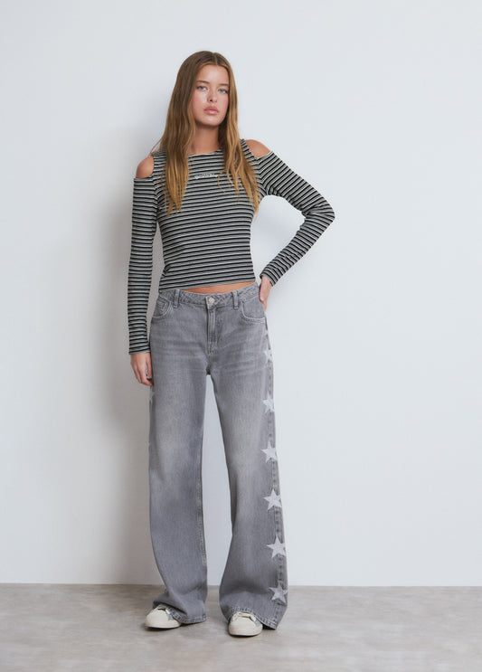 Jeans relaxed estrellas lateral