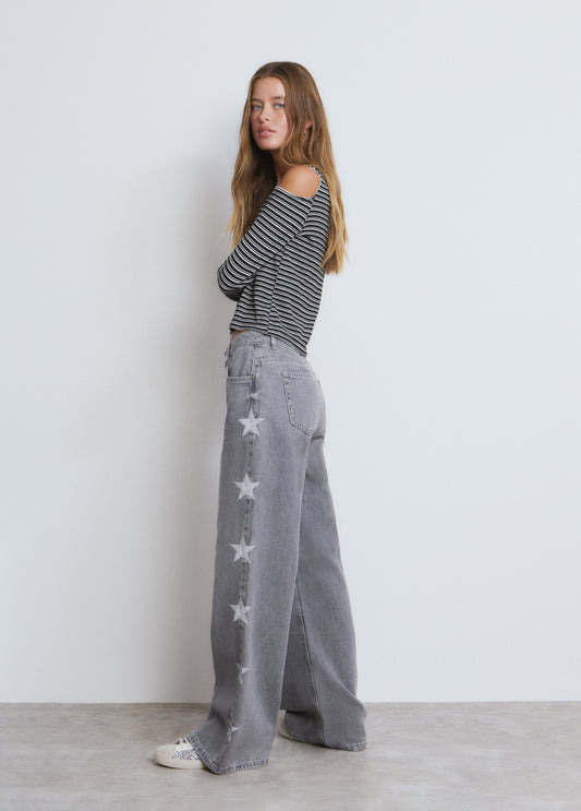 Jeans relaxed estrellas lateral