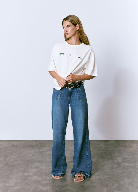 Jeans culotte bajo desdoblado