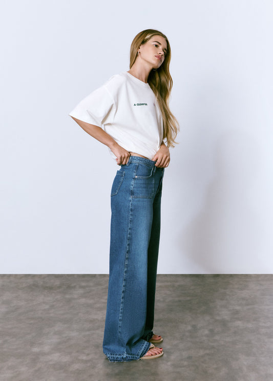 Jeans culotte bajo desdoblado