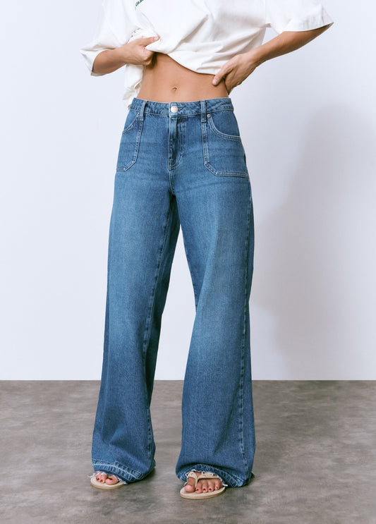 Jeans culotte bajo desdoblado