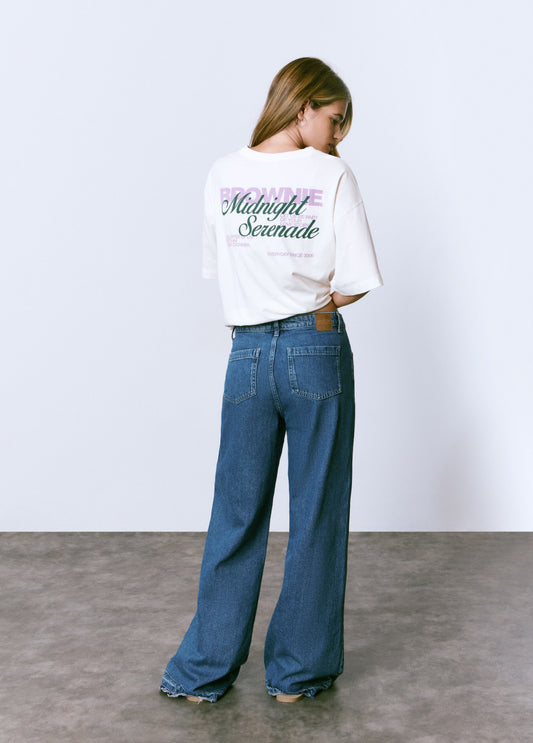 Jeans culotte bajo desdoblado