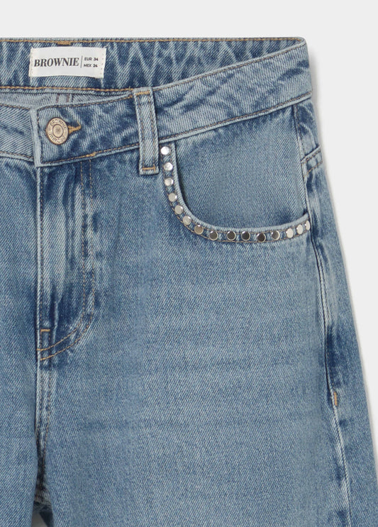 Jeans tachas bajo vuelta