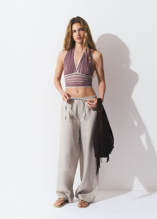 Top punto halter rayas