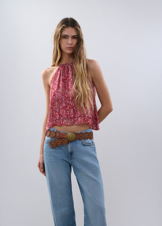 Top halter capas estampado