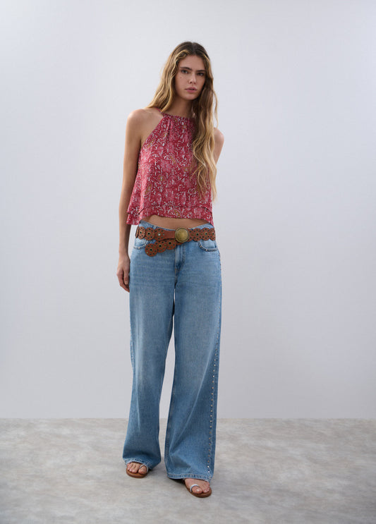 Top halter capas estampado