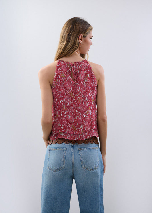 Top halter capas estampado
