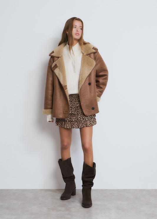 Falda multivolantes animal print