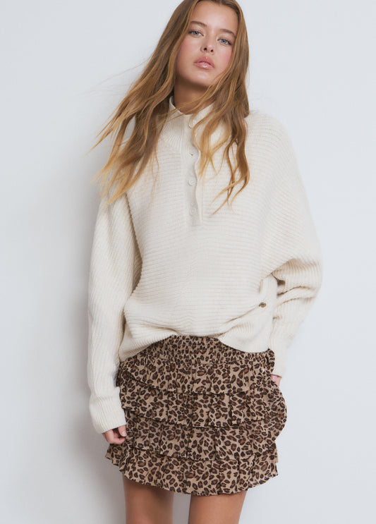 Falda multivolantes animal print