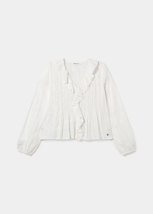 Blusa volante escote brillo