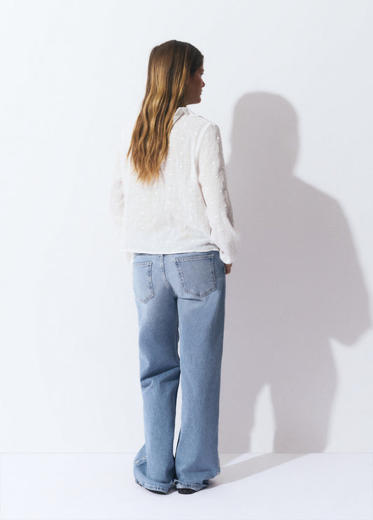 Blusa volante escote brillo