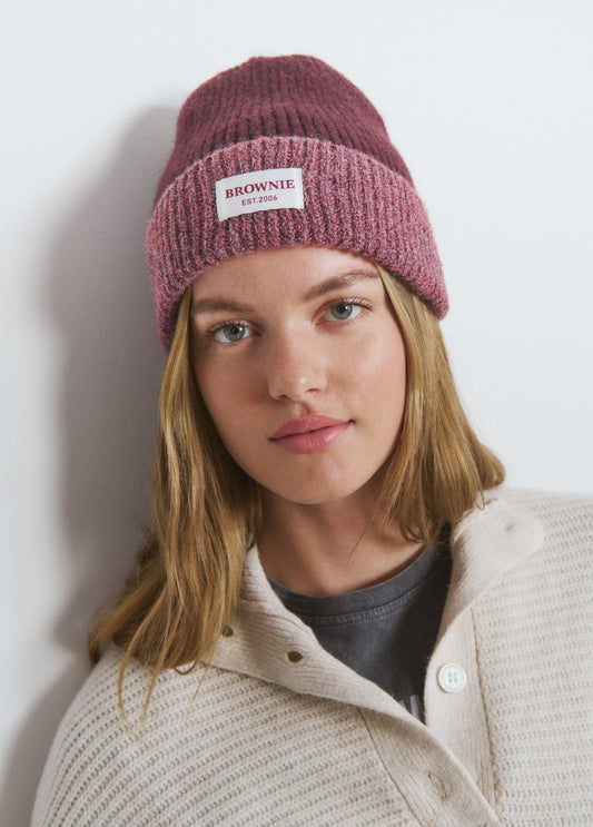 Gorro bicolor canalé lurex