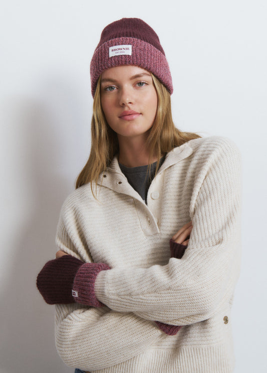 Gorro bicolor canalé lurex