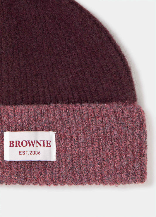 Gorro bicolor canalé lurex