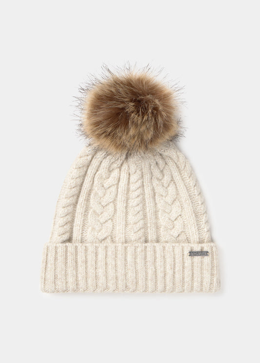 Gorro trenza bola pelo