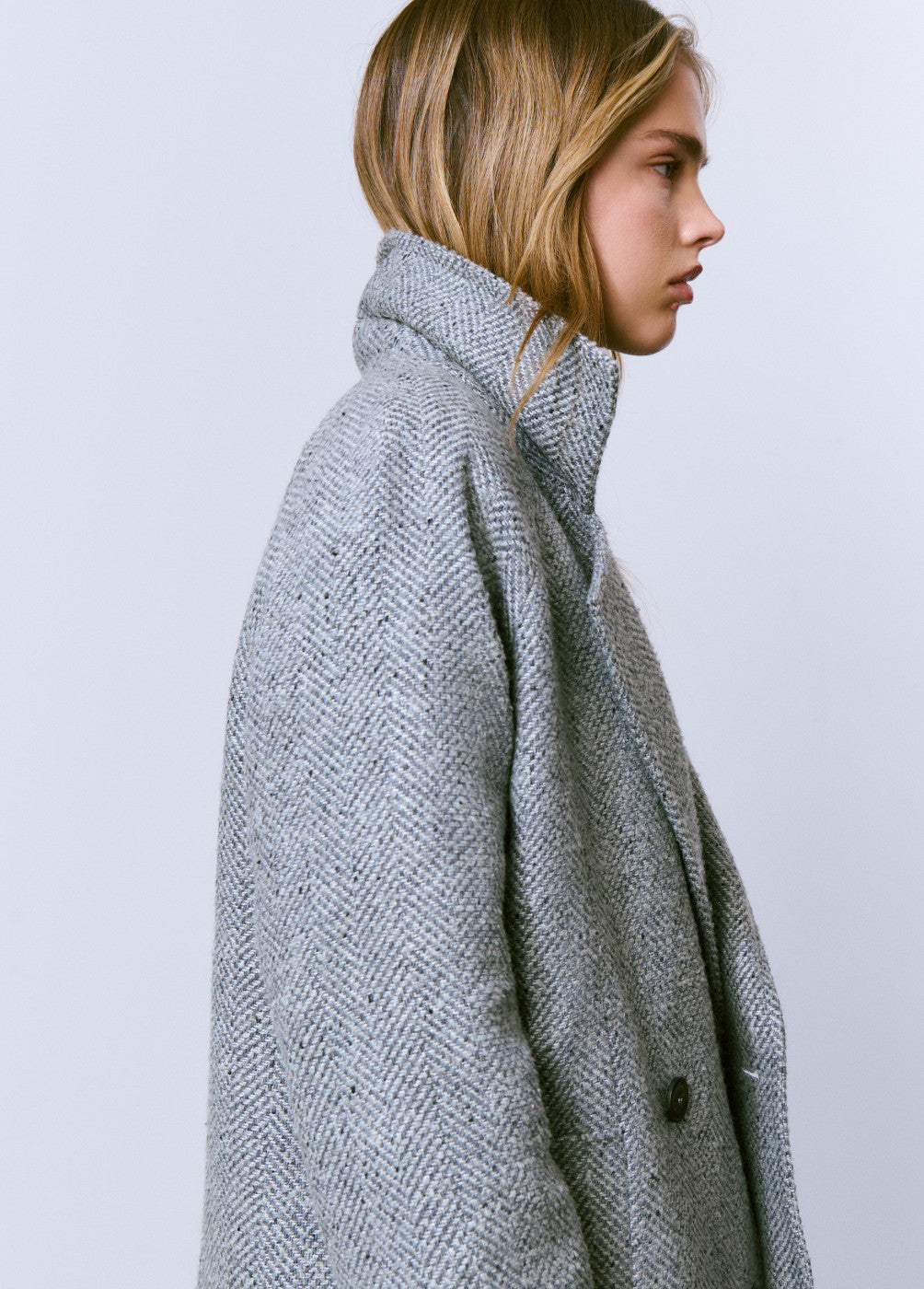 Abrigo cruzado espiga con lana