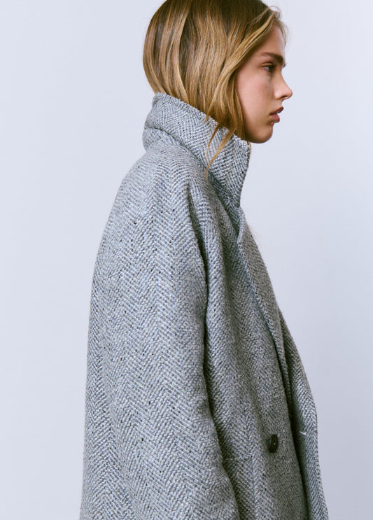 Abrigo cruzado espiga con lana