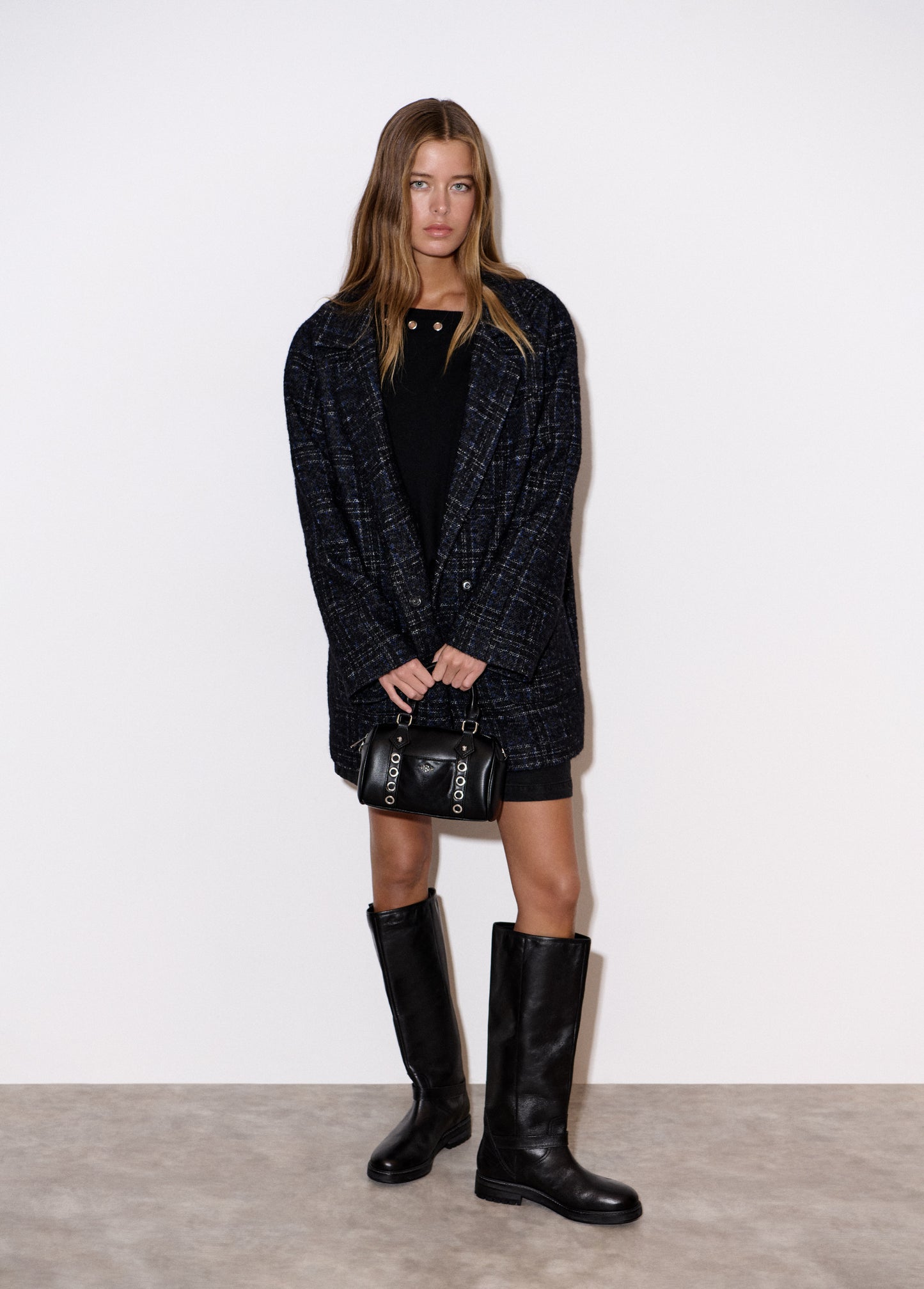 Abrigo cuadro bolsillos frontales