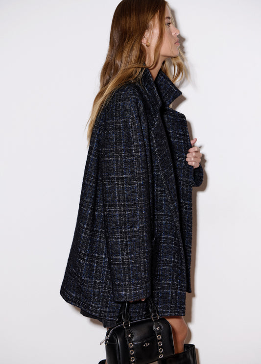 Abrigo cuadro bolsillos frontales